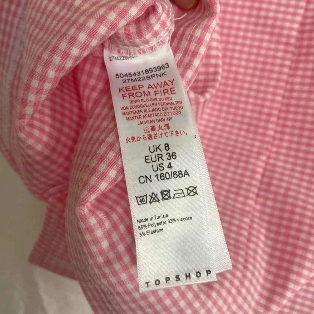 TOPSHOP pink mini single layered plaid skirt Size 4 NEW - Picture 12 of 12